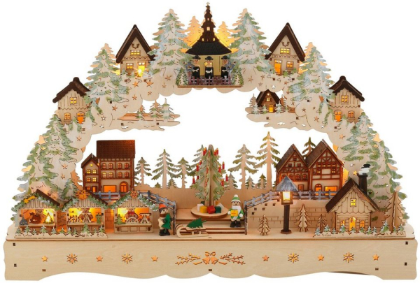 my home Schwibbogen »LED Weihnachtsleuchter mit drehendem Baum und Musik«, Breite ca. 57 cm