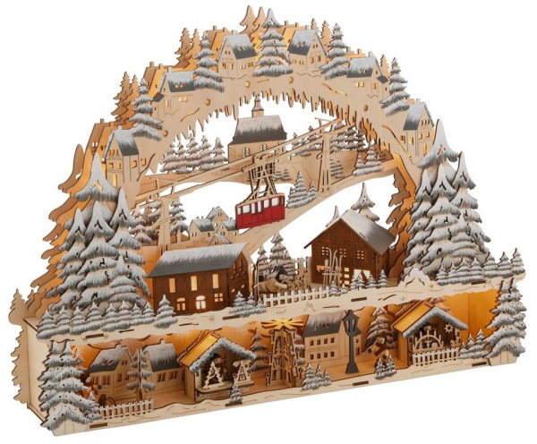 my home Schwibbogen »Podest und Seilbahn, Skihütte und Weihnachsmarkt«, Breite ca. 64 cm