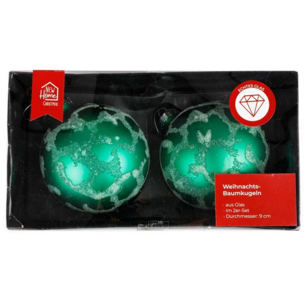 New Home Weihnachtsbaumkugel »Glas-Weihnachtsbaumkugeln grün 2er-Set Christbaumschmuck Weihnachtsdeko 9cm«