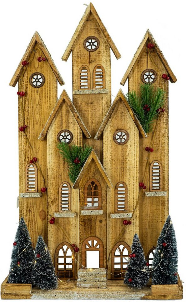 NOOR LIVING Weihnachtshaus, Kirche mit integrierter LED-Beleuchtung, Höhe 73 cm