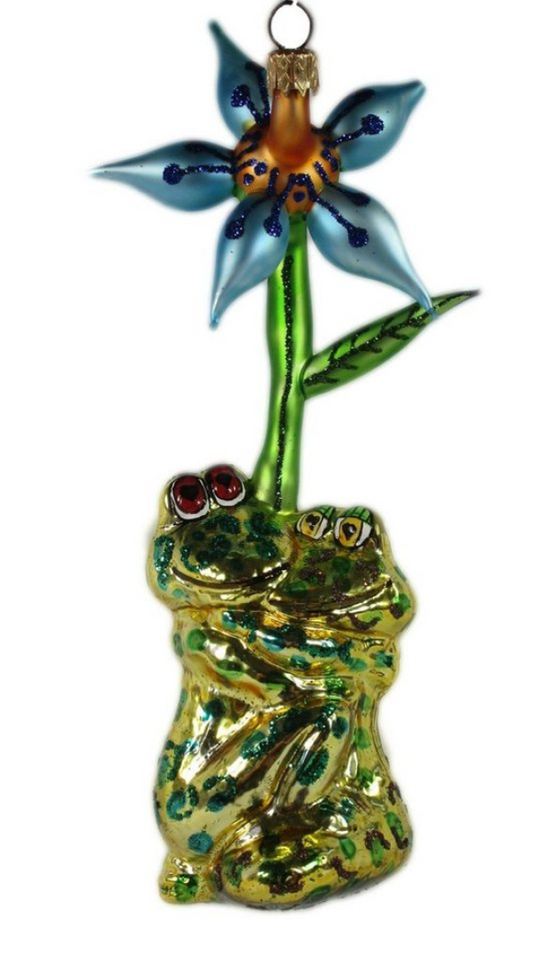 Nostalgie Christbaumschmuck Thüringen Christbaumschmuck »Froschliebe mit Blume« (1-tlg), Handarbeit