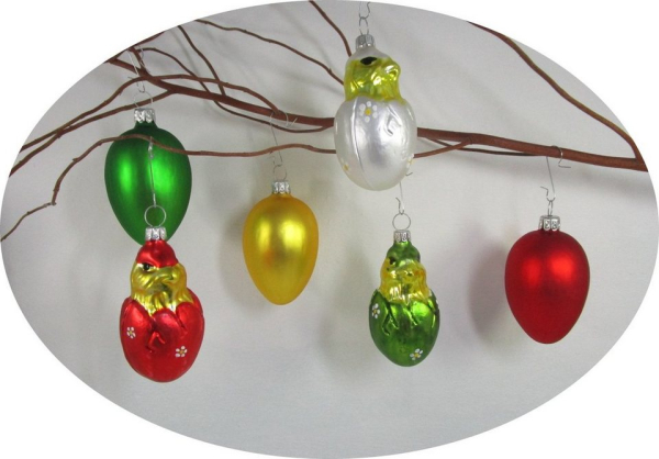 Nostalgie Christbaumschmuck Thüringen Osterei »Ostereier bunt, mit Küken im Ei, MADE IN GERMANY« (6 St)