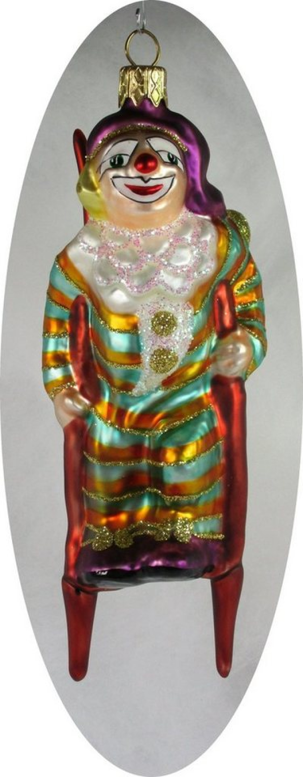 Nostalgie Christbaumschmuck UG Christbaumschmuck (1-tlg), „Clown auf Stelzen türkis orange gestreift“