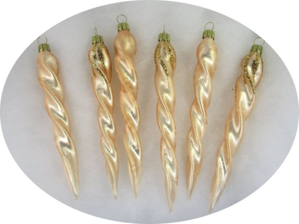 Nostalgie Christbaumschmuck UG Christbaumschmuck (6-tlg), „Eiszapfen 16cm, Eislack champagner „