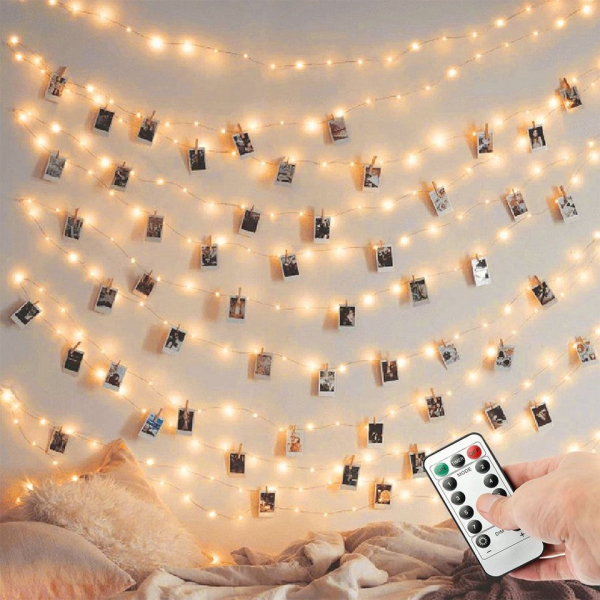 oyajia LED-Lichterkette »300 LEDs 3m x 3m Kupfer-Lichterketten Lichtervorhang, 8 Modi LED-Lichterketten USB-betrieben mit Fernbedienung, für…