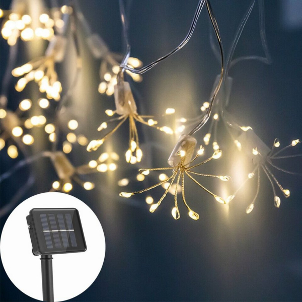 oyajia LED-Lichterkette »Solar Lichterkette Außen, 100 LEDs Solar Feuerwerk lichterkette LED Kupfer Lichterkette, 8 Modi Wasserdicht IP65 Solar…