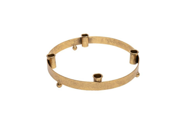 Parts4Living Adventskranz »Metall Ring mit 4 Kerzenhaltern für Stabkerzen Kerzenständer Kerzenleuchter rund gold 41×6 cm«, mit rustikalem Charme