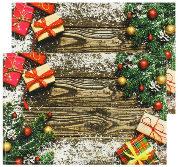 Platzset, »Tischsets Textil CLOTH Geschenke Weihnachten Holz 2er 45×30 cm«, matches21 HOME & HOBBY