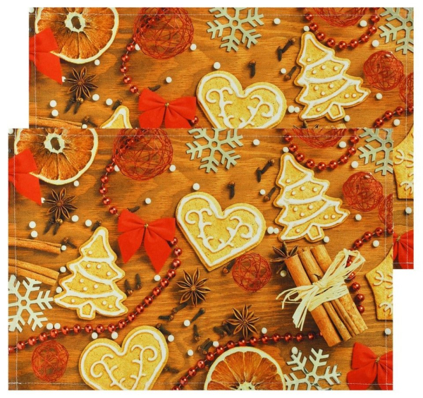 Platzset, »Tischsets Textil CLOTH Plätzchen Weihnachten Holz 2er 45×30 cm«, matches21 HOME & HOBBY
