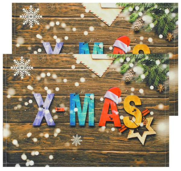 Platzset, »Tischsets Textil CLOTH Weihnachtsdeko XMAS Holz 2er 45×30 cm«, matches21 HOME & HOBBY