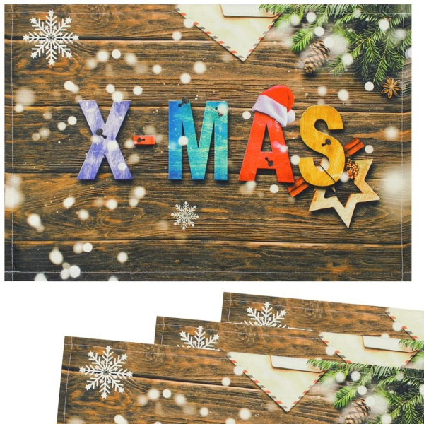 Platzset, »Tischsets Textil CLOTH Weihnachtsdeko XMAS Holz 4er 45×30 cm«, matches21 HOME & HOBBY