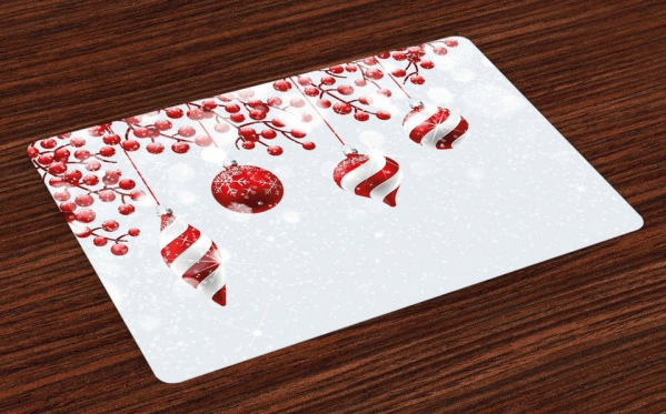 Platzset, »Waschbare Stoff Esszimmer Küche Tischdekorations Digitaldruck«, Abakuhaus, (4-teilig, 4 Teilig-St., Set aus 4x), Weihnachten traditionell