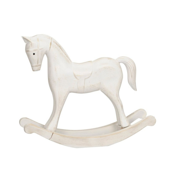 Posiwio Dekofigur »Schaukelpferd VINTAGE weiß gold Holz shabby chic H23cm Deko Holzpferd Weihnachten«