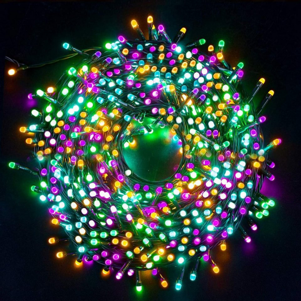 Quntis LED-Lichterkette, Quntis 100m 1000 LEDs Lichterkette Außen Bunt, IP44 8 Modi Weihnachtsbeleuchtung Innen Strombetrieben, Weihnachtsdeko für…