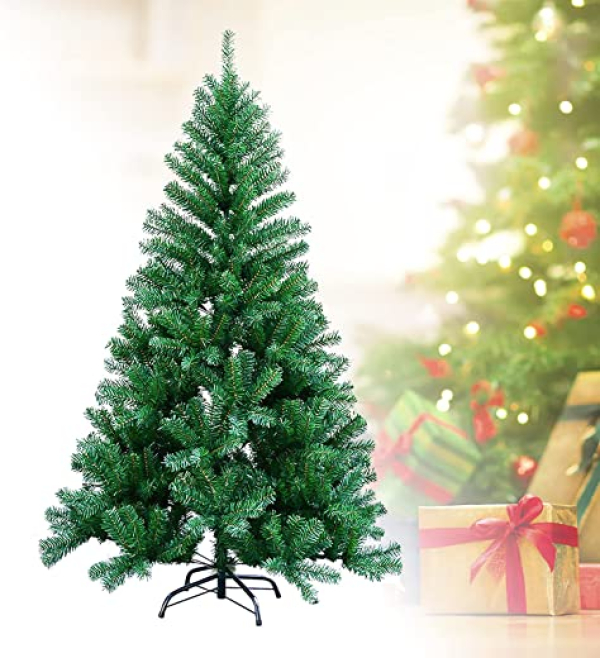 Randaco 150CM Weihnachtsbaum künstlicher, Christbaum mit 350 Spitzen, Schwer Entflammbar PVC Tannenbaum, Kunstbaum Weihnachtsdeko Grün