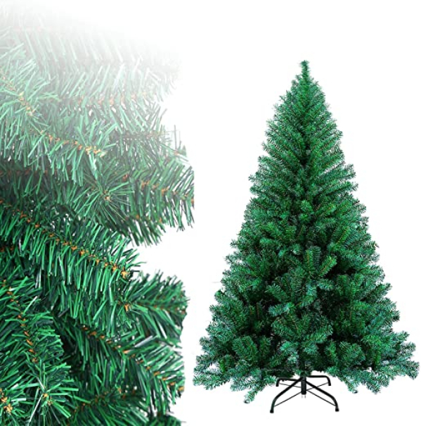 Randaco Weihnachtsbaum künstlich, 150CM PVC Tannenbaum mit 350 Spitzen, inkl. Metall Christbaum Ständer, Schwer Entflammbar, Kunstbaum Weihnachten…