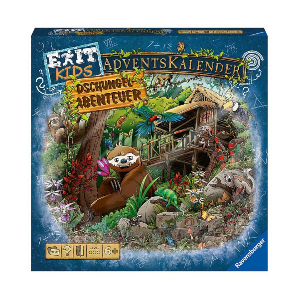 Ravensburger Adventskalender EXIT kids – Dschungel-Abenteuer, mit Rätsel, für Kinder ab 6 Jahren
