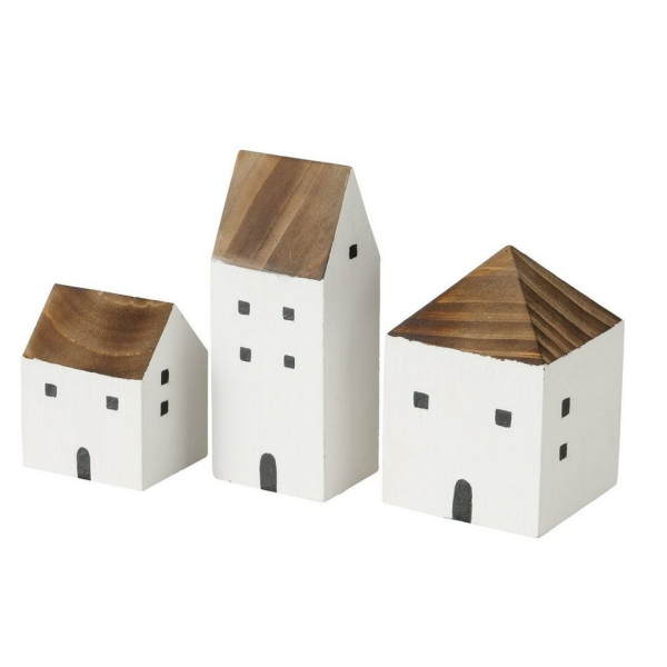 ReWu Dekoobjekt »Dekohaus aus Holz« (3er Set), Dekorative Holzhäuser zum stellen