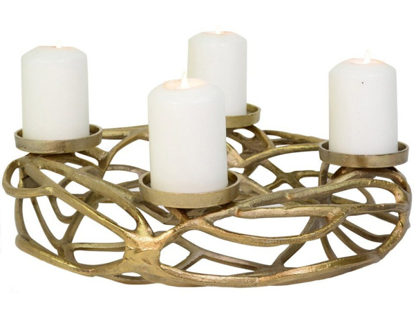 RIFFELMACHER & WEINBERGER Adventskranz »Kerzen-Kranz im Astlook Metall 40 x 12 cm 24202, Gold«
