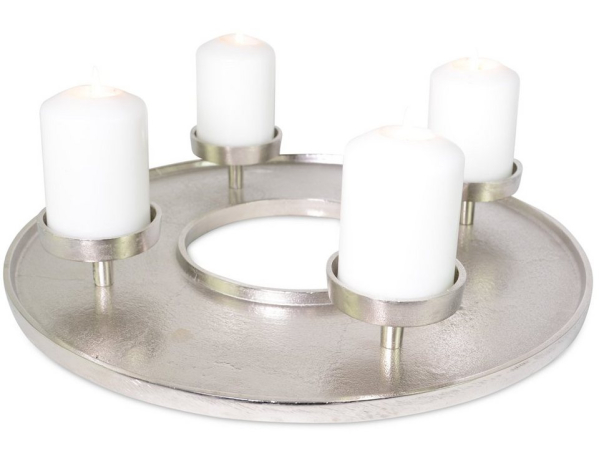 RIFFELMACHER & WEINBERGER Adventskranz »Kranzschale Ø 41 cm 74537, Silber – Metall Aluminium Modern Adventstablett Rund«