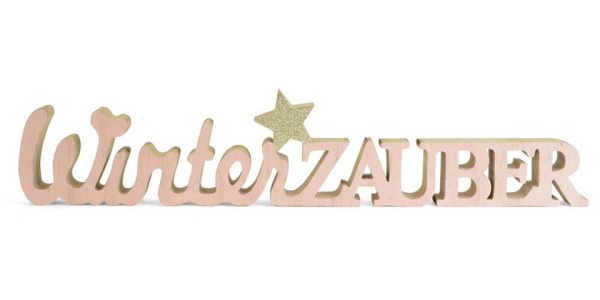 RIFFELMACHER & WEINBERGER Deko-Schriftzug »“Winterzauber“ 74304 – Rosa Gold 40cm – Wunderschöne Dekoration Weihnachten Adventszeit« (1 St)