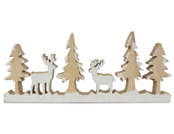 RIFFELMACHER & WEINBERGER Dekofigur »Bäume mit Hirschen 18065 – Natur 29 x 12 cm – Holzaufsteller Weihnachtsdekoration« (1 St)