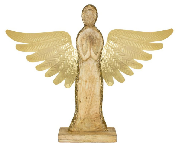 RIFFELMACHER & WEINBERGER Dekofigur »Engel aus Holz mit goldenen Pailletten – Weihnachtsdekoration Weihnachtsschmuck« (1 St)