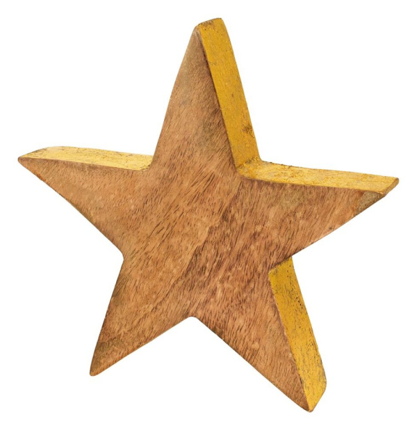 RIFFELMACHER & WEINBERGER Dekostern »Holz Stern mit Goldrand 70961 – 15 oder 20 cm – Weihnachtsdekoration Advent«, 1 St.