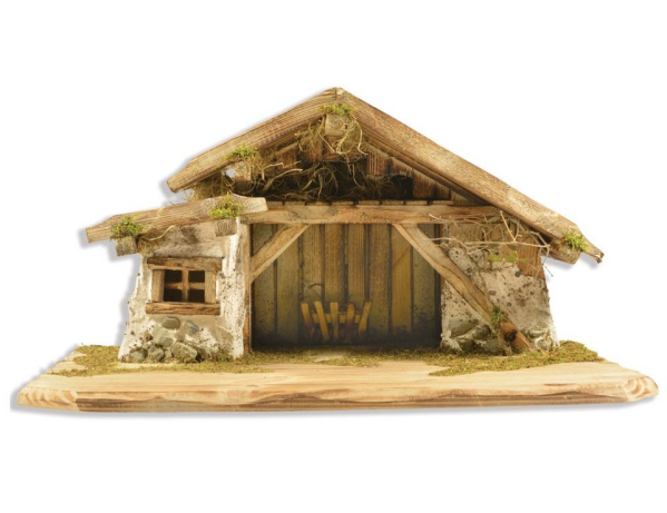 RIFFELMACHER & WEINBERGER Krippe »Weihnachtskrippe „Bayrischzell“ – 63 x 35 cm, Krippenstall Naturfarben – 78450« (1-tlg), Echtholz