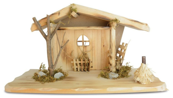 RIFFELMACHER & WEINBERGER Krippe »Weihnachtskrippe „Berghütte“ – 40x19x24cm, Stall Holzkrippe Naturfarben – 78085« (1-tlg)