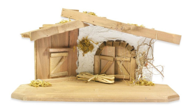 RIFFELMACHER & WEINBERGER Krippe »Weihnachtskrippe „Grafenau“ – 37x16x18cm, Krippenstall Holzkrippe Naturfarben – 78102« (1-tlg)