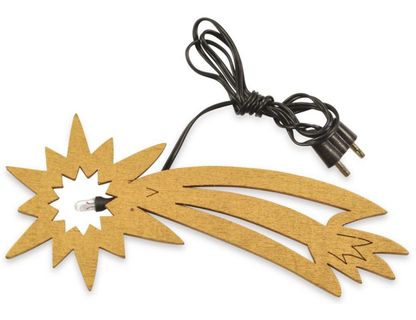 RIFFELMACHER & WEINBERGER Krippen-Zubehör »LED Komet aus Holz 12cm mit 4.5V Anschluss 78296, Gold – Bethlehem Stern« (1 St)