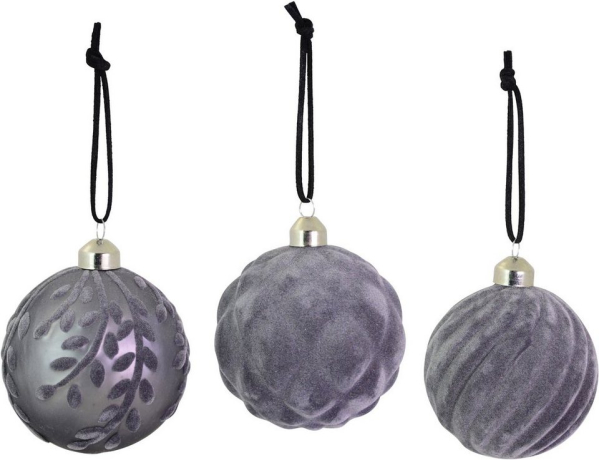 RIFFELMACHER & WEINBERGER Weihnachtsbaumkugel (3 St), Ø ca. 8 cm, aus Glas, mit Samtdekoration
