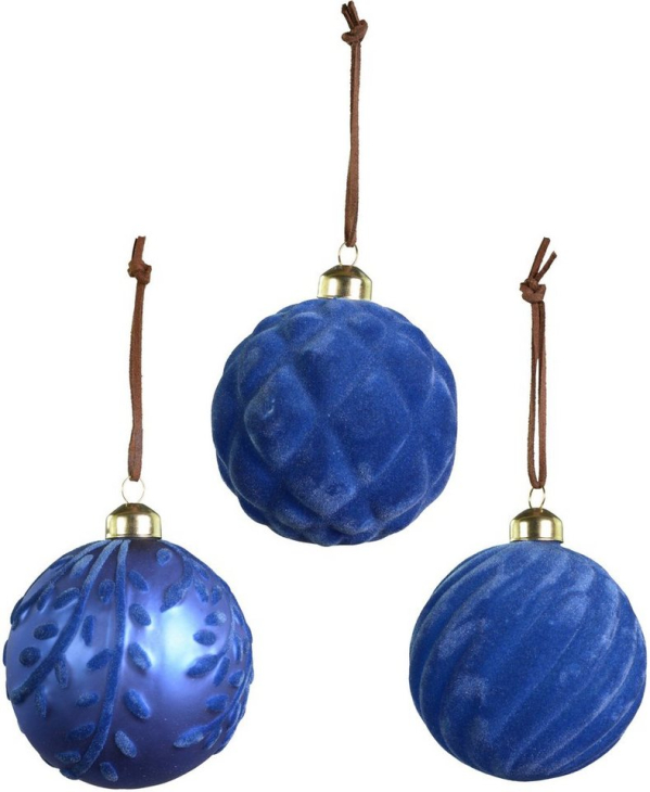 RIFFELMACHER & WEINBERGER Weihnachtsbaumkugel (3 St), Ø ca. 8 cm, aus Glas, mit Samtdekoration