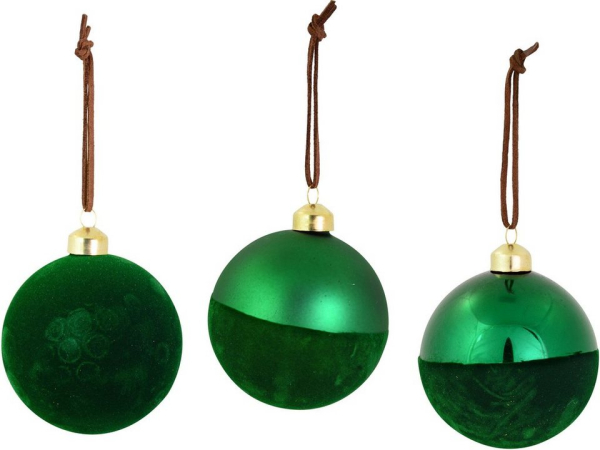 RIFFELMACHER & WEINBERGER Weihnachtsbaumkugel (3 St), Ø ca. 8 cm, aus Glas mit Samtdekoration