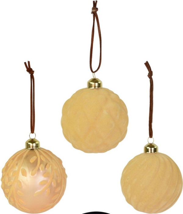 RIFFELMACHER & WEINBERGER Weihnachtsbaumkugel (3 St), Ø ca. 8 cm, aus Glas, mit Samtdekoration