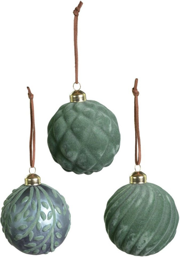 RIFFELMACHER & WEINBERGER Weihnachtsbaumkugel (3 St), Ø ca. 8 cm, aus Glas, mit Samtdekoration