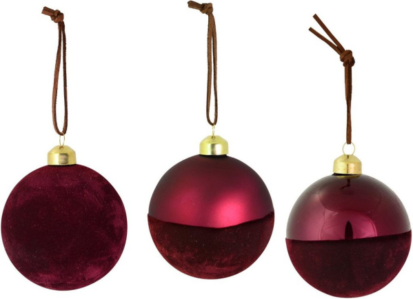 RIFFELMACHER & WEINBERGER Weihnachtsbaumkugel (3 St), Ø ca. 8 cm, aus Glas mit Samtdekoration