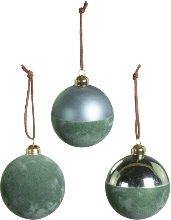 RIFFELMACHER & WEINBERGER Weihnachtsbaumkugel (3 St), Ø ca. 8 cm, aus Glas mit Samtdekoration