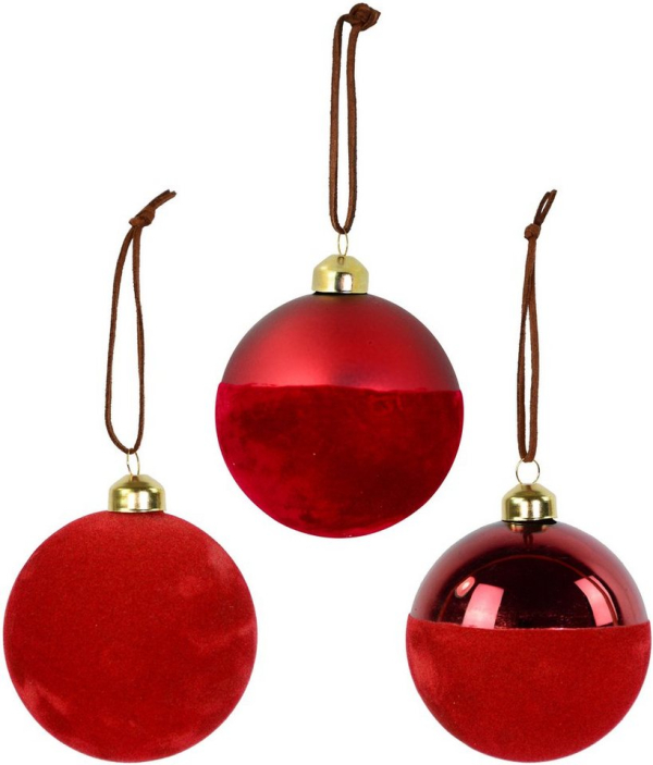 RIFFELMACHER & WEINBERGER Weihnachtsbaumkugel (3 St), Ø ca. 8 cm, aus Glas mit Samtdekoration