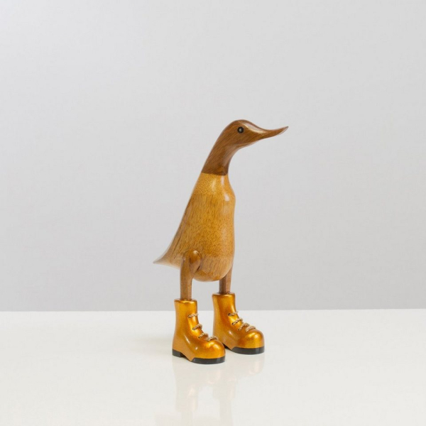 Rikmani Dekofigur »Holzfigur Ente Stiefel – Handgefertigte Dekoration aus Holz Geschenk Figur« (3-er Set), 3 Holzarten