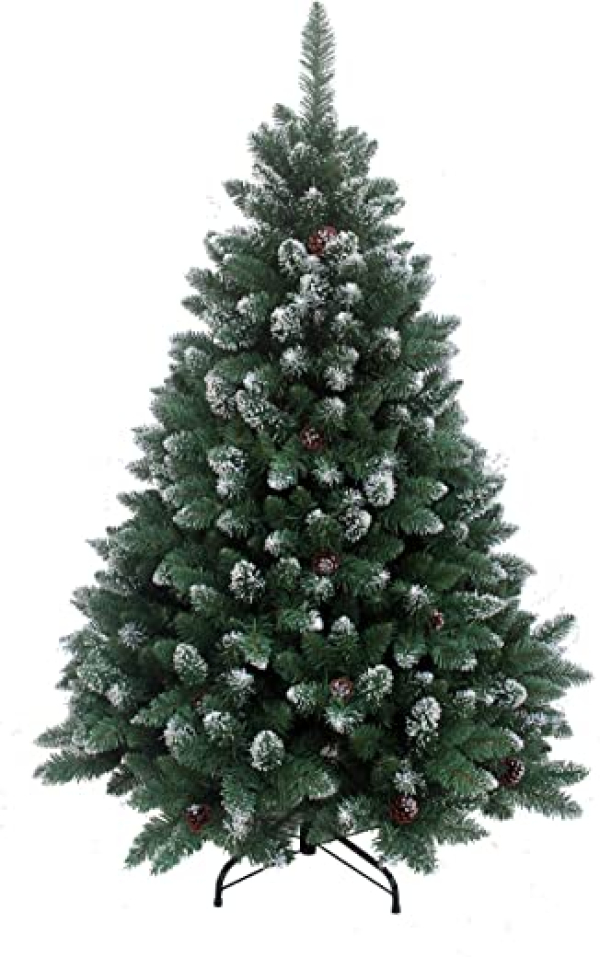 RS Trade HXT 15013 künstlicher Weihnachtsbaum 180 cm mit Schnee und Zapfen (Ø ca. 114 cm) ca. 1095 Spitzen, schwer entflammbarer Tannenbaum mit…