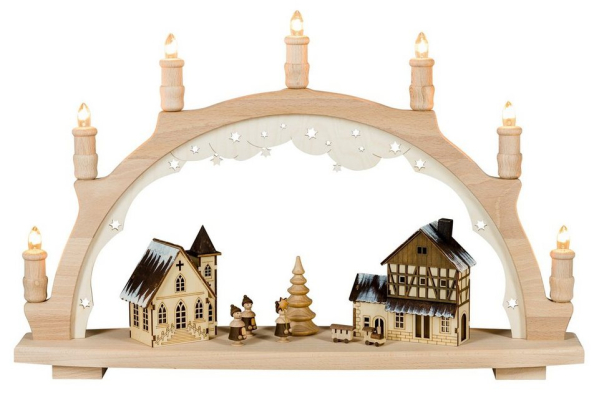 SAICO Original Lichterbogen »Lichterbogen Eisenbahn 7-flammig beleuchtet«, Maße ca. 57 x 37 x 12 cm