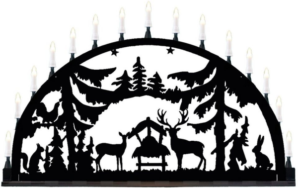 SAICO Original Schwibbogen »Metallschwibbogen „Wald“ aus Aluminium«, Lichterkette mit 10 Kerzen bzw. 15 Kerzen und passende Erdspieße inklusive