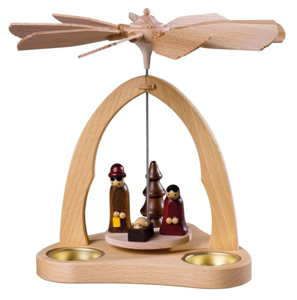 SAICO Original Weihnachtspyramide »Tischpyramide Christi Geburt für 3 Teelichte«, Höhe ca. 20cm, Durchmesser ca. 21cm