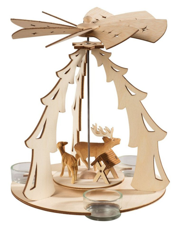 SAICO Original Weihnachtspyramide »Tischpyramide Rehe für 3 Teelichte«, Höhe ca. 23 cm, Durchmesser ca. 19 cm