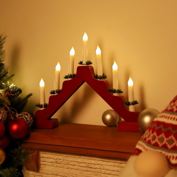Salcar LED Lichterbogen »Schwibbogen Weihnachten, LED Spitzkerzen beleuchtet, Dekolicht Weihnachten mit 7 Kerzenlichtern in warmweiß«