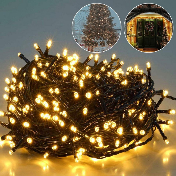 Salcar LED-Lichterkette »LED Lichterkette Outdoor Indoor Weihnachtsbeleuchtung Außen Warmweiß«, Wasserdicht, 8 Beleuchtungsmodi und…