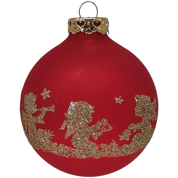 Schatzhauser Weihnachtsbaumkugel »Engelstraum rot halbstransparent Ø 8cm« (1 St), Maschinenkugel, bedruckt