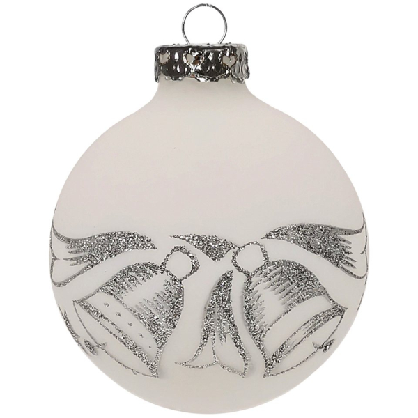 Schatzhauser Weihnachtsbaumkugel »Glocken weiss halbtransparent Ø 8cm« (1 St), Maschinenkugel, bedruckt